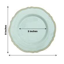 Disposable Jade And Gold 9 Inch Dinner Plastic Plates In Scalloped Rim Design 10 Pack 