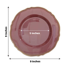 9 Inch Disposable Plastic Scalloped Rim Dinner Plates In Cinnamon Rose And Gold Pack Of 10