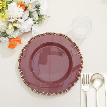 Elegant Cinnamon Rose/Gold Plastic Dinner Plates