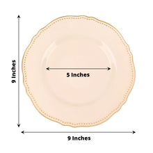 9 Inch Scalloped Rim Disposable Plastic Dinner Plates In Nude And Gold Color 10 Pack
