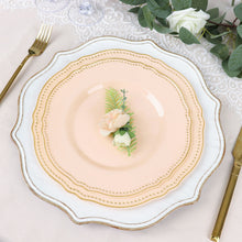 Pack Of 10 Gold And Nude 9 Inch Plastic Dinner Plates With Scalloped Rim Design