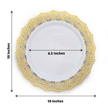 Gold Lace Rimmed White Plastic Plates 10 Inch