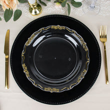 10 Pack | 10inch Gold Vintage Rim Clear Hard Plastic Dinner Plates