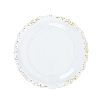 Elegant white plate with gold floral trim design