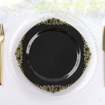 Vintage Black Plastic Dinner Plates for Elegant Events