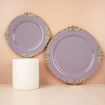 Elegant Vintage Lavender Lilac Plastic Dinner Plates