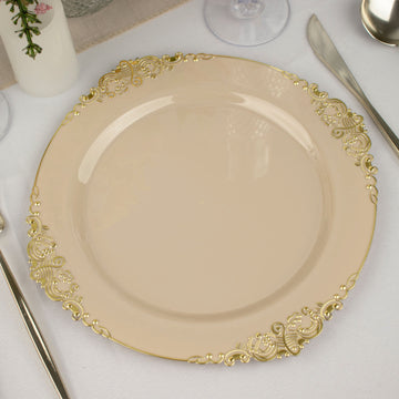 Enhance Your Table Settings with Vintage Taupe Plastic Dinner Plates
