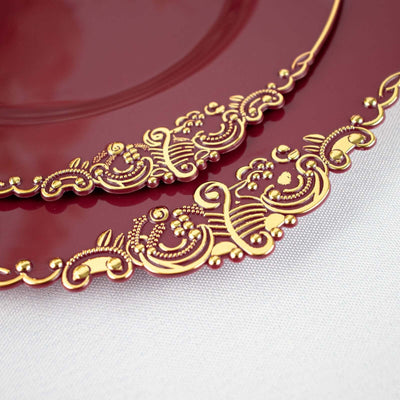 Elegant red plate with ornate gold detailing