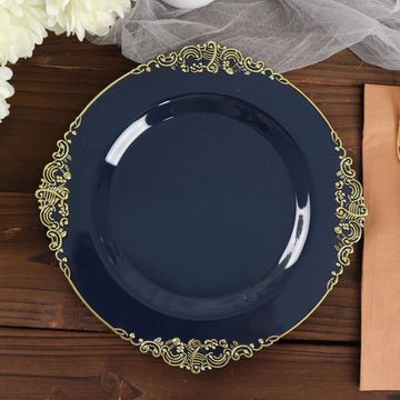 Elevate Your Event with Vintage Navy Blue Plastic Dessert Salad Plates