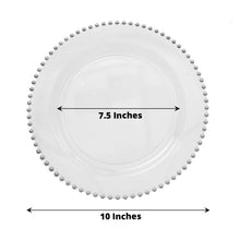 Clear Round Dinner Plates With Silver Beaded Rim Style Made Of Hard Plastic 10 Inches