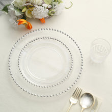 Clear Hard Plastic Plates With Silver Beaded Rim Style 10 Inch Size Round Dinner Plates