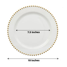White Round Dinner Plates With Silver Beaded Rim Style Made Of Hard Plastic 10 Inches