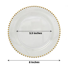 Set Of 8 Inch Clear Disposable Plastic Salad Plates With Gold Beaded Rim 