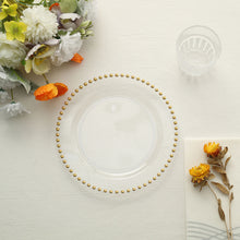 Pack Of  8 Inch Clear Plastic Salad Plates With Gold Beaded Rim