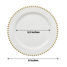 10 Pack Of 8 Inch White Round Salad Plates With Gold Beaded Rim 