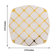 Plastic 10 Inch Square Dinner Plates White And Gold 10 Pack