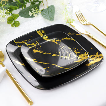 Disposable Black/Gold Party Plates