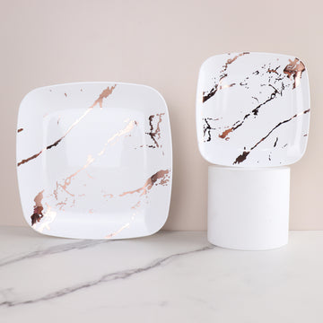 Versatile and Durable White Rose Gold Marble Plates