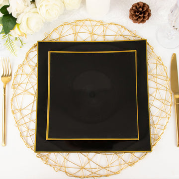 Elegant Black and Gold Dessert Plates for a Touch of Sophistication