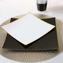 White Concave Edged Plates Of 8 Inch Wide With Gold Rim