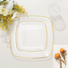 10 Inch Disposable Party Plates Square Gold Rim