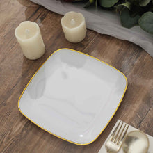 White Plastic Dessert Plates With Gold Rim 7 Inch 