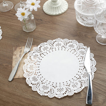 White Round Food Grade Paper Lace Doilies 10 inch - Perfect for Any Occasion