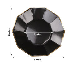 25 Geometric Black Dinner Plates 9 Inch with Gold Foil Rim