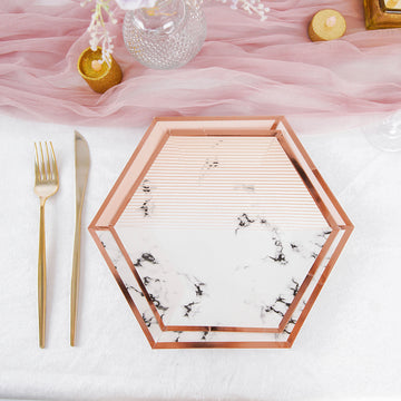 Blush Marble Paper Plates for Elegant Events