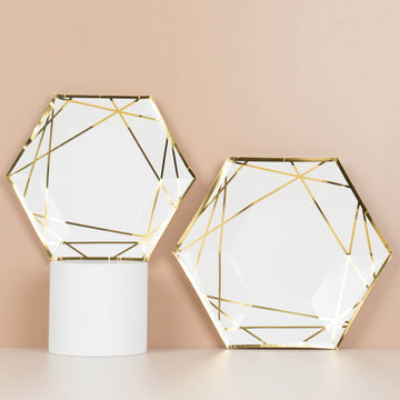 Convenient and Eco-Friendly White/Gold Paper Party Plates