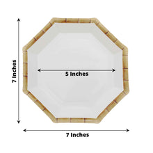 7 Inch Octagonal White Paper Plates With Bamboo Print Rim 25 Pack