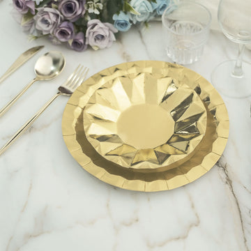 Make a Statement with Geometric Metallic Gold Foil Dinner Paper Plates