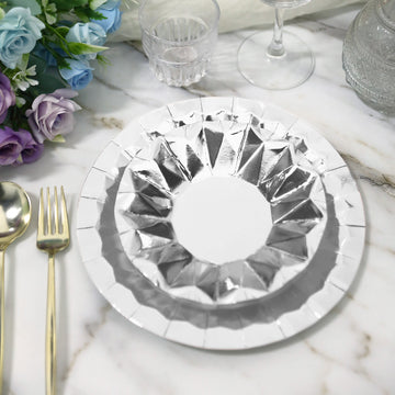 Add a Touch of Elegance with Metallic Silver Foil Dinner Plates