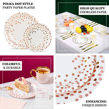 300 GSM White and Rose Gold 7 Inch Polka Dot Dessert Disposable Paper Plates 7 Inch Pack of 25