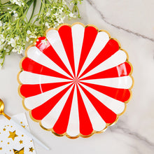 25 Pack of Peppermint Stripe Circus 300 GSM Disposable Dessert Paper Plates 7 Inch 