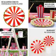 300 GSM 7 Inch Circus Dessert Disposable Peppermint Stripe Paper Plates 25 Pack 