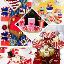 Peppermint Stripe 300 GSM Dessert Disposable Paper Plates 7 Inch with Circus Theme 25 Pack