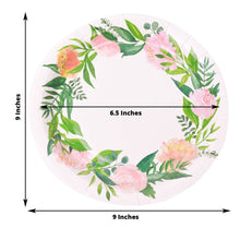 9 Inch Flower Wreath 25 Pack Disposable Rose & Peony Dessert Appetizer Plates 