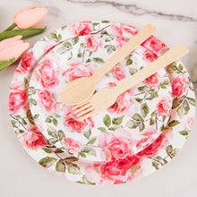 25 Pack of Flower Bouquet Design 300 GSM Disposable Salad Dessert Paper Plates 9 Inch 