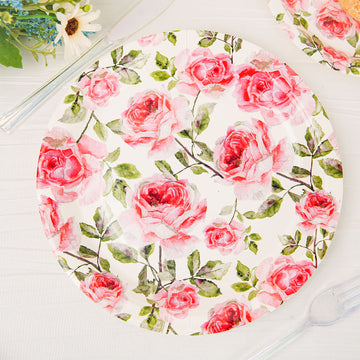 Rose Flower Bouquet Design Premium Dinner Paper Plates - Add Elegance to Your Tablescapes