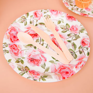 Choose Quality and Style with Rose Flower Bouquet Design Premium Dinner Paper Plates