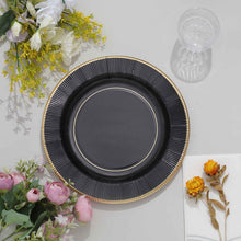 10 Inch Black Sunray Plates With Gold Rim For Parties