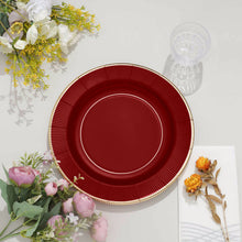 Burgundy Paper Plates With Sunray Gold Rim 10 Inch