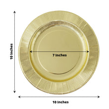 25 Pack of 350 GSM Disposable Metallic Gold 10 Inch Sunray Design Party Dinner Plates