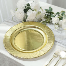 10 Inch Metallic Gold 350 GSM Disposable Sunray Design Party Dinner Plates Pack of 25