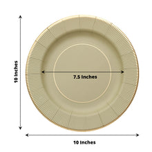 25 Pack | 10inch Khaki Gold Rim Sunray Heavy Duty Paper Dinner Plates