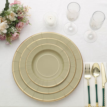 Khaki Gold Rim Paper Dinner Plates: The Perfect Addition to Your Event Supplies