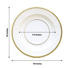 10 Inch White Paper Plates With Gold Rim Sunray Design 25 Pack