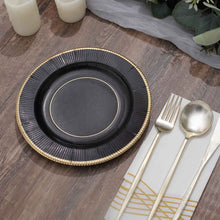 Black Sunray Paper Plates With Gold Rim In Pack Of 25