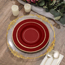 Gold Sunray Rim Design On 8 Inch Size Burgundy Paper Plates
